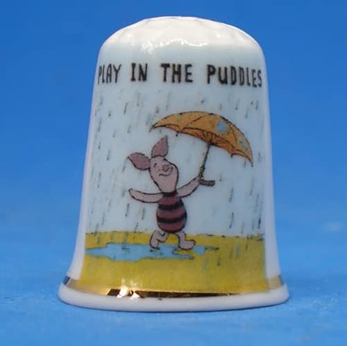 Birchcroft China White Birchcroft Porcelain China Collectible Thimble - Winnie The Pooh Piglet Puddles With Display Box