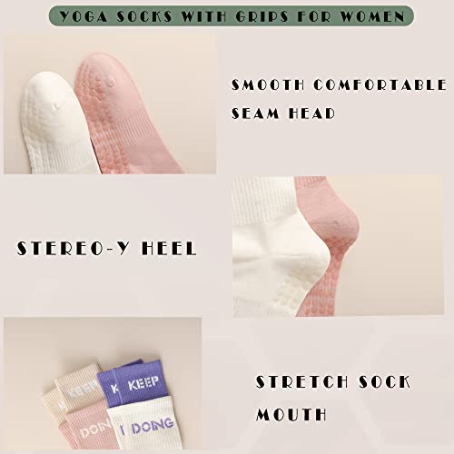 MR.KM Pilates Yoga Socks with Grips for Women Non-Slip Grip High Socks4