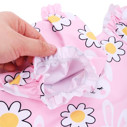 LIZENS Girls' One-Piece Swimwear Adorable Bunny Rabbit Puff Sleeve Tropical Floral Girls Bathing Suit4