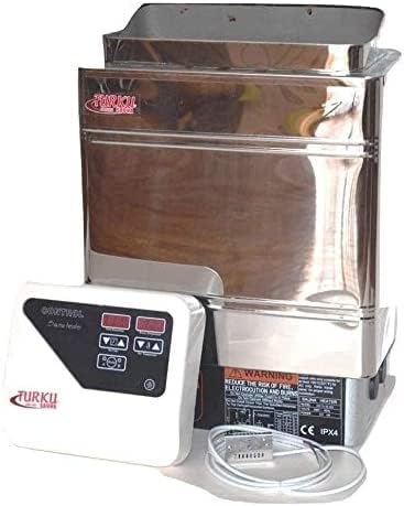 TURKU S/S TU90WD โ 9KW 240V Residential Stainless Steel Wet or Dry Sauna Stove with CON5 External Digital Controller | Wet or Dry, CON5 External Digital Controller