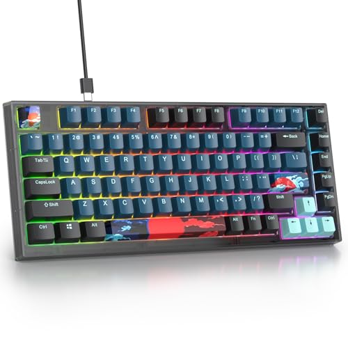 Guffercty kred 75% Percent Keyboard Gasket Mount, Hot-swappable RGB Mechanical Gaming Keyboard Programmable with Quiet Pre-lubed