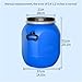Blue Plastic Drum for Shipping, 50L Plastic Barrel with Lid and Handles, Industrial Sealed Water Storage Drum for Factory, Warehouse