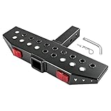 DICMIC Hitch Step Anti Slip and Rust Towing Bumper Guard for Most Car SUV Truck Pickup with Pin Fit 2 Inch Receiver, 20 Inch Length, Weight Capacity 500 LBS with Safety Reflectors