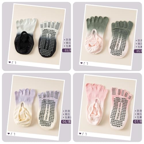 Mikitutu Meias de ioga femininas, antiderrapantes com cinco dedos para pilates, barra, Roxa, 5-10