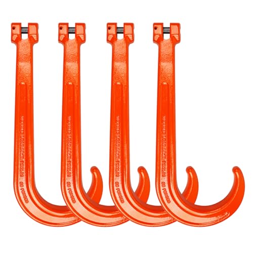 LULU CARGO CONTROL 15 Inch Heavy Duty J Hooks Grade 80 Steel Tow Hooks for Recovery/Chains/Transport 7100lbs Working Load Limit Powder Coated (4 Pack)