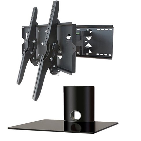 2Xhome – New Tv Wall Mount Bracket (Dual Arm) & (1) Single Shelf Package – Secure Cantilever Led Lcd Plasma Smart 3D Wifi Flat Panel Screen Monitor Moniter Display Large Displays #TOP15
