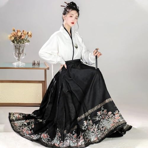 Jupe Face de Cheval Hanfu Ming : Ensemble Robe Traditionnelle Coupe Ajustée - 7