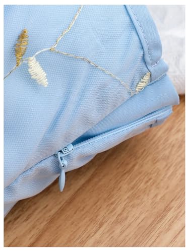 SHENHE Girl's Mesh Floral Embroidered Tulle Dress A Line Flowy Spaghetti Strap Boho Midi Sundress4