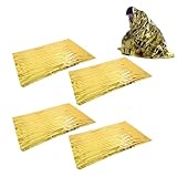 Drfeify Manta de Emergencia, Manta Térmica Multifuncional Portátil, Resistente Al Viento con Papel de Aluminio Reflectante, para Acampar sobre Actividades Al Aire Libre (Gold)