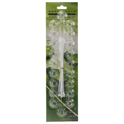 20PCS水槽吸引カップと魚タンクプラントホルダーおよびモス結合吸引ホルダーの調整可能なネクタイ