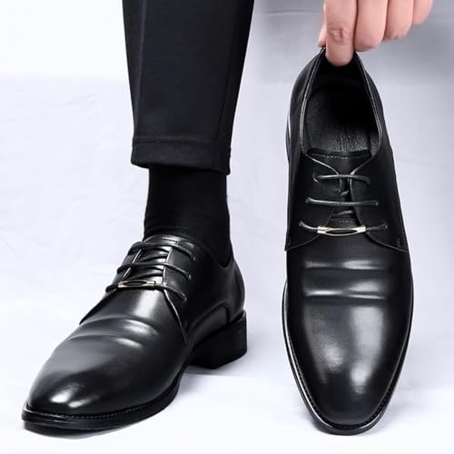 Men's Leather Lace Up Platform Work Oxfords, Men's Breathable Oxfords Formal Dress Round Toe Slip-On Solid Handmade Dress Shoes for Men3