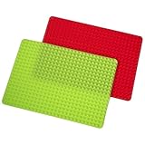 Silicone Pyramid Baking Mat and Dog Treat Maker Non-stick Healthy Cooking, Red and Green, 2PCS