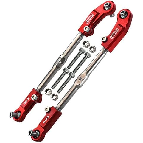 GPM RACING Aluminium + Stainless Steel Adjustable Front Steering Tie Rod For Arrma 1:8 KRATON 6S / RC TALION 6S / OUTCAST 6S / ELECTRIC TALION 6S / NOTORIOUS 6S / KRATON 6S V5 / NOTORIOUS 6S V5 - Red Cover