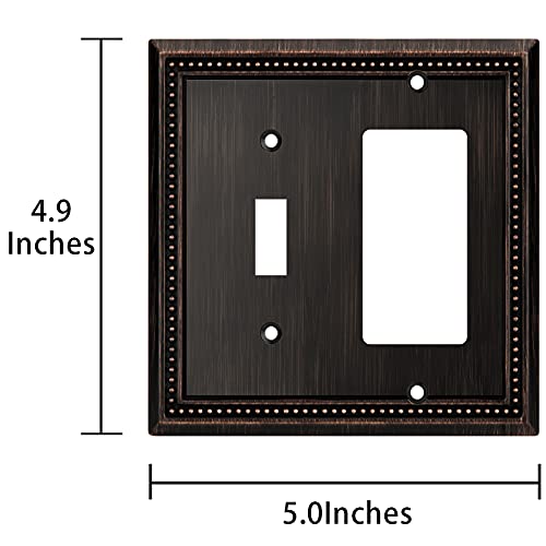 Image of Henne Bery Sunken Pearls Heavy Duty Decorative Wall Plate Switch Plate Outlet Cover (Toggle /Decorator, Aged Bronze)