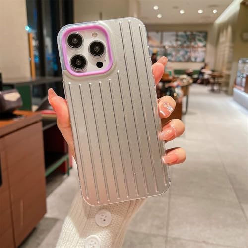Coque iPhone 17 et 16 Pro Max rigide argentée style bagage business - Étui de protection chic