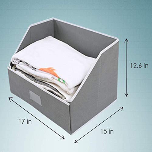 Woffit Linen Closet Storage Organizers – Set of 3 X Large Foldable Baskets to Organize Your Sheets, Towels, Washclothes, Blankets, Clothing, Sweaters, Etc – 100% Organic Fabric Bins