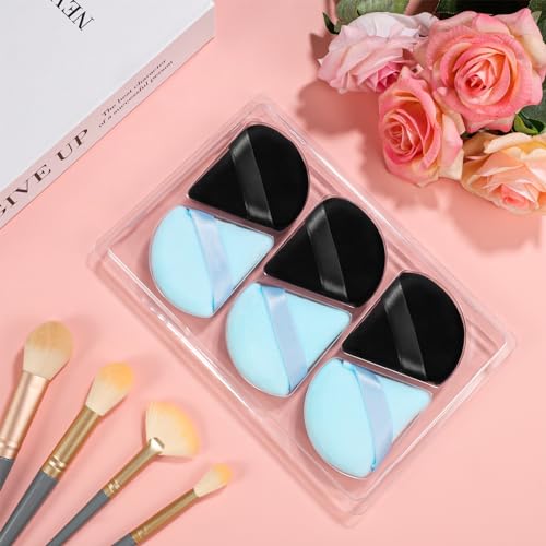 image for Pimoys 6 Pieces Powder Puff Triangle Makeup Puffs for Face Powder Sett