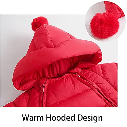 Junneng Baby Newborn Thick Hooded Winter Snowsuit Romper Boy Girl Snow Wear With Boots (12-18 Months, Red) #TOP2