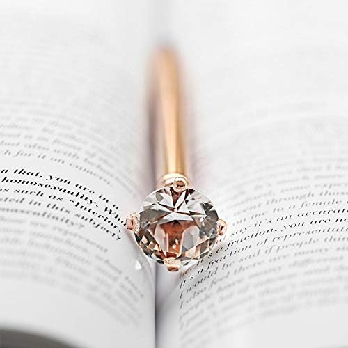 Diamond Pen Rose Gold Pen Crystal Ballpoint Pens Bling Metal Ballpoint Pen Office Supplies Black Ink Includes Extra Pen Refills (3 Pack)