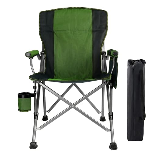 Silla de Camping Plegable XAOYAO Resistente 400 Libras con Porta Vaso y Bolsillo Lateral, Portátil, Azul