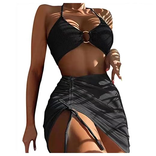 Maillot De Bain Transbronzant Femme Maillots de Bain Split Pad Maillot de Bain Beachwear Bikini Push-Up Bandage Womens Set Swimwears Tankinis Set Ensemble Femme Chic Et Elegant Grande (Black, M)