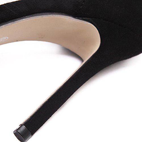 Image of MMJULY Women's Open Toe Ankle Strap Fluffy Feather Stiletto High Heel Dress Sandal