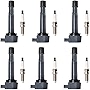 ENA Set of 6 Ignition Coil and 6 Spark Plugs Compatible with Acura Honda RDX ZDX Pilot Ridgeline 3.5L 3.7L Replacement for UF624 C1665 93175