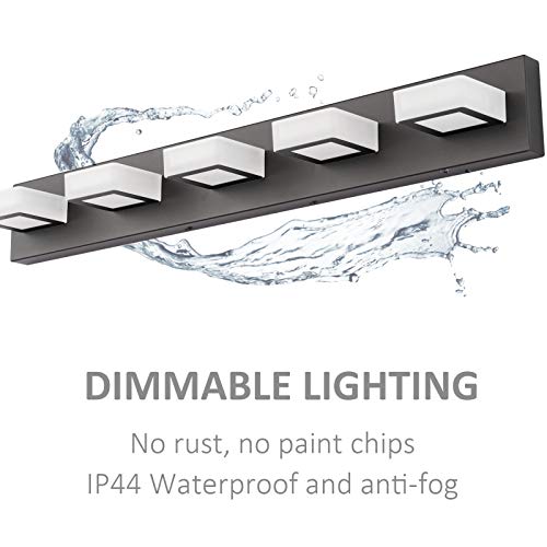 Ralbay Dimmable Matte Black Vanity Light Modern 5 Lights Acrylic Stainless Steel Vanity Wall Light Over Mirror Long LED Modern Bathroom Vanity Lighting Fixtures by Ralbay - Used condition - Image 7