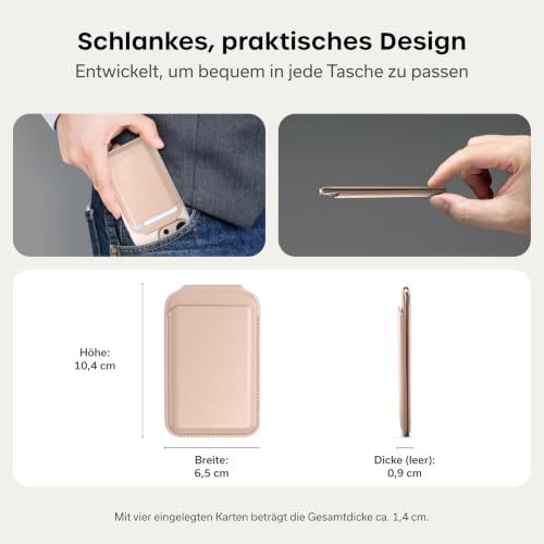 SATECHI MagSafe Kartenetui & Ständer, NFC, Bis zu 4 Karten, Desert Rose – Ansicht 4