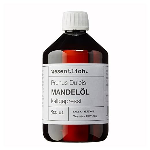 Mandelolja kallpressad 500 ml – 100 % ren mandelolja (Prunus Dulcis) av väsentlig. – Fin olja för vård av hud och hår – perfekt massageolja