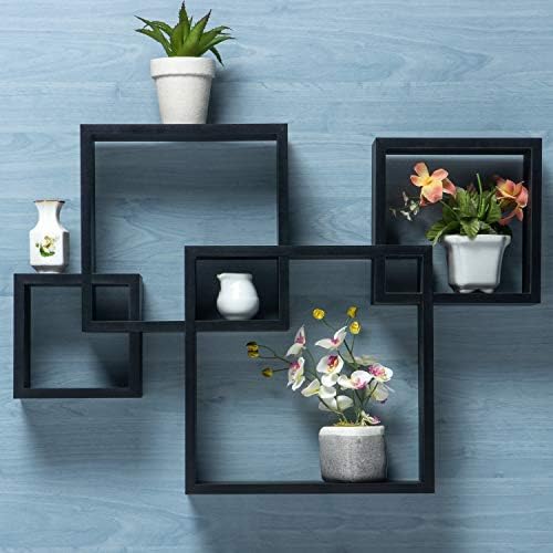 Gatton Design Floating Shelves | Black | Wall Mounted Interlocking Cube Design | Shelves for Wall | Wall Shelves for Bedroom, Living Room, Bathroom & Kitchen | Floating Shelf | Wall Shelf for Décor