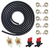 1/4 Gas Fuel Line kits,3 Meter Fuel Line Hose + 2Pcs 1/4" Inline Gas Fuel Shut Cut Off Valve + 2Pcs Fuel Filters + 10Pcs Clamps,for lawn mowers, tractors, tillers, snow blowers