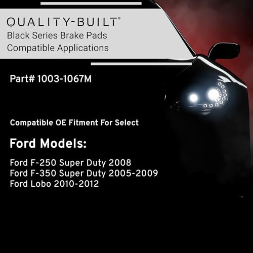 Image of QUALITY-BUILT Rear Semi-Metallic Brake Pads, Black Series 1003-1067M, Compatible with 2005-2012 Ford (F-250 Super Duty,F-350 Super Duty,Lobo)