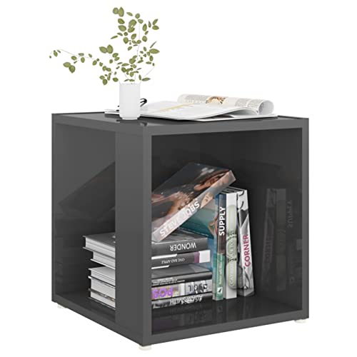 Hogotin Mesita Auxiliar Modernas para Salon Mesa Auxiliar Sofa 33x33x34,5 cm Mesitas de Noche Mesa Auxiliar Telefono para Dormitorio Salón Gris Brillante Cover