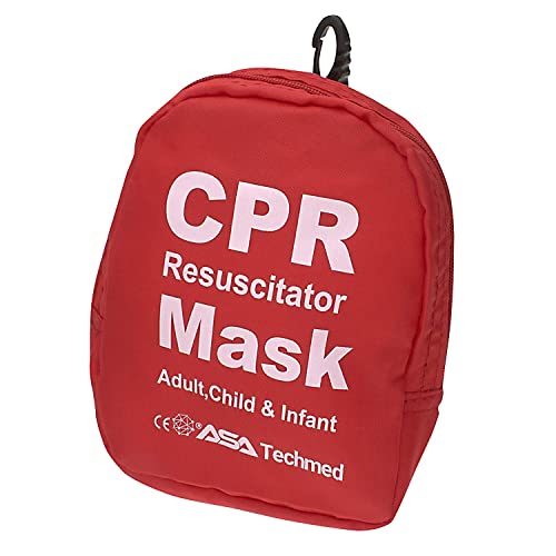 Asa Techmed First Aid Cpr Rescue Mask For Adult, Child, Infant Pocket Resuscitator With Case, Gloves, Alcohol Prep Pads, One Way Valve Cpr Face Shield Kit #TOP1