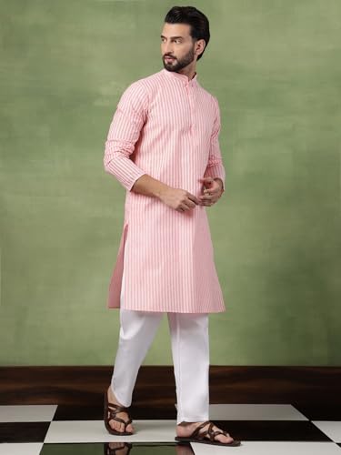 Image of SOJANYA (Since 1958 Men's Pure Cotton Striped Long Kurta