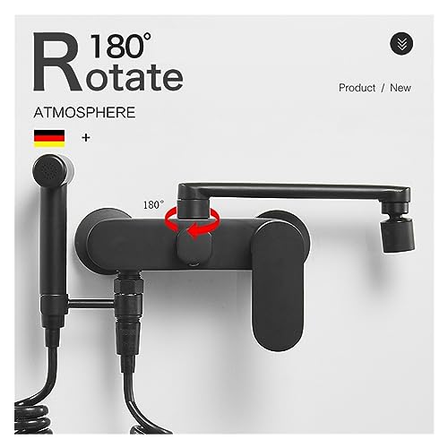 Robinet de baignoire froid et chaud mural avec bec long orientable