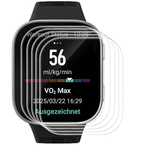 QJONSIU Compatible con 4 Pack Amazfit Bip Max Película Protectora, HD Película Ultrafina Protector de Pantalla Flexible, Antirayaduras, Sin burbujas-Transparente