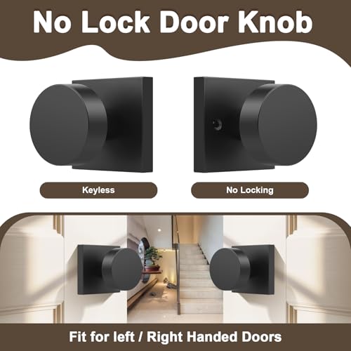 Probrico Black Interior Door Knobs for Closet/Hallway, Keyless Door Knobs No Lock, Passage Door Handles, 2 Pack by Probrico - Image 2