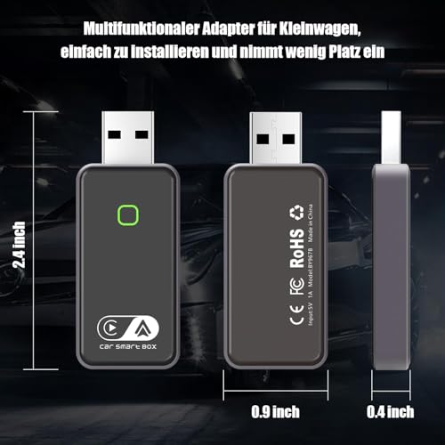 2025 Wireless Android Auto und Carplay Wireless Adapter, Wireless 2 in 1 Konvertieren Wired Android Auto/Carplay in kabellos Unterstützung OTA, Typ-C/USB Plug & Play, Mini & stabil