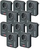 Brennenstuhl 10er Pack Steckdosenadapter mit Überspannungsschutz 13.500 A (Adapter als Blitzschutz für Elektrogeräte) anthrazit