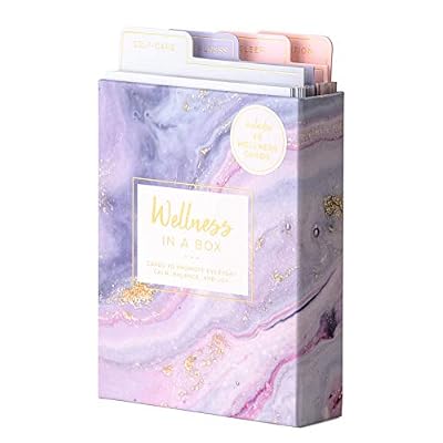 Eccolo Wellness in a Box, 60 Encouragement Cards, Health and Wellness Cards with 4 Tabbed Dividers for Self-Care, Mindfulness, Sleep & Intuition, Card Box with Guided Cards (4.6-x-7-x-1.1 Inches)