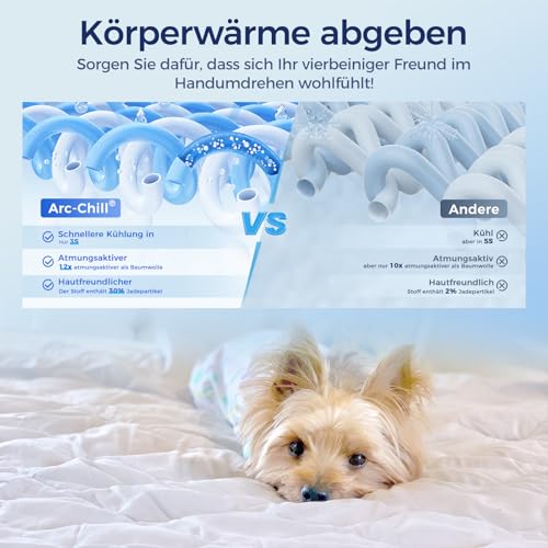 Rywell Kühldecke für Hunde und Katzen, 101x153 cm – selbstkühlende Matte mit Arc-Chill-Technologie (Q-Max 0.5), wasserabweisend & maschinenwaschbar, schützt Sofa und Bett – Grau