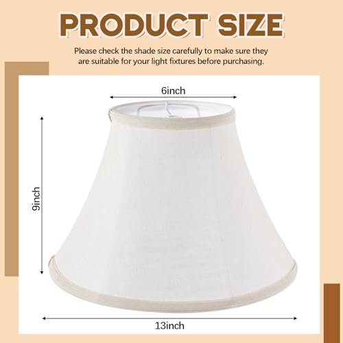 Medium Bell Lamp Shades Set of 4, Beige Shade Replacement for Table Lamps, Floor Lamps 6\" x 13\" x 9\", Fabric Natural Linen Hand Crafted(Spider Fitter), Harp Holders Included, Assembly Required - Thumbnail 2
