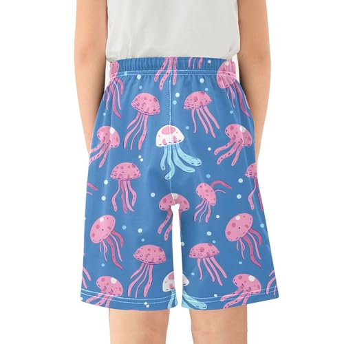 ALAZA Cartoon Jellyfish Bubble Pajama Shorts Elastic Waist Casual Sleep Shorts with Pockets Size 6-142