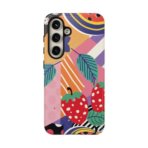 Coque Samsung S24 fraise pop art rétro coloré rigide antichoc