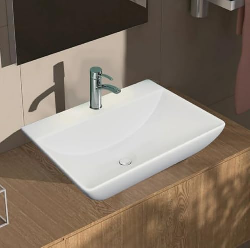 Image of Wall Mounted Wash Basin for Bathroom /Wall Hung Wash Basin /Ceramic Sink (44x36x14 cm)