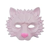 Hosfairy 1Pcs Halloween Lion Mask Animal Half Lion Mask for Halloween Christmas Easter Carnival Party Costume Prop (Pink)