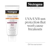 Neutrogena Clear Face Sunscreen Lotion for Acne-Prone Skin, Broad Spectrum SPF 30 Facial Sunscreen for Oily Skin, Fragrance- & Oxybenzone-Free Water Resistant, 3 fl. oz - Image 2