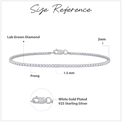 Tennis Bracelet for Women 1.10 to 1.30 Carat (ctw) Round Lab Grown Diamond Single Row Stacking Dainty Bracelets for Brides In 10K Solid Gold Or 925 Sterling Silver Jewelry Size-6.5 to 7.5 Inch3